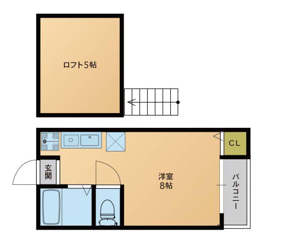 ソフィー箱崎(1K/2階)の間取り写真