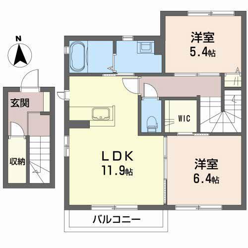 イノセントS II(2LDK/2階)の間取り写真
