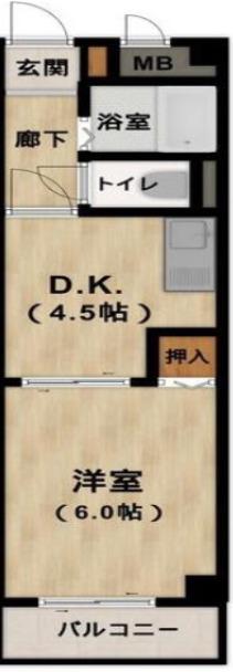 VILLA HIRANO(1DK/2階)の間取り写真