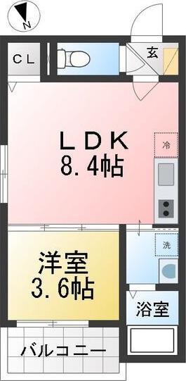 地下鉄鶴舞線 川名駅 徒歩3分 3階建 築1年(1LDK/2階)の間取り写真