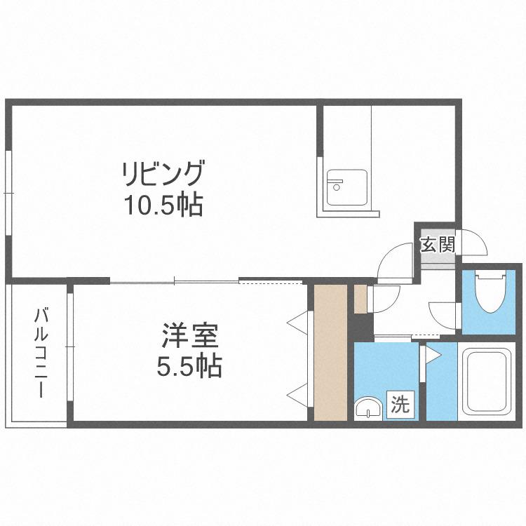 ガウディ北34条(1LDK/4階)の間取り写真