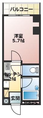 コーポラス万代(1K/3階)の間取り写真