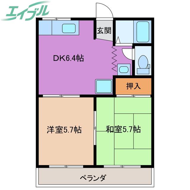 アネックス鈴木II(2DK/2階)の間取り写真
