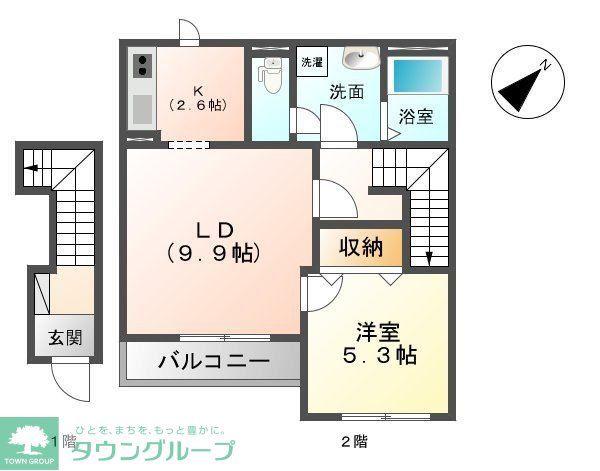 グランツ・シュトラーセ(1LDK/2階)の間取り写真