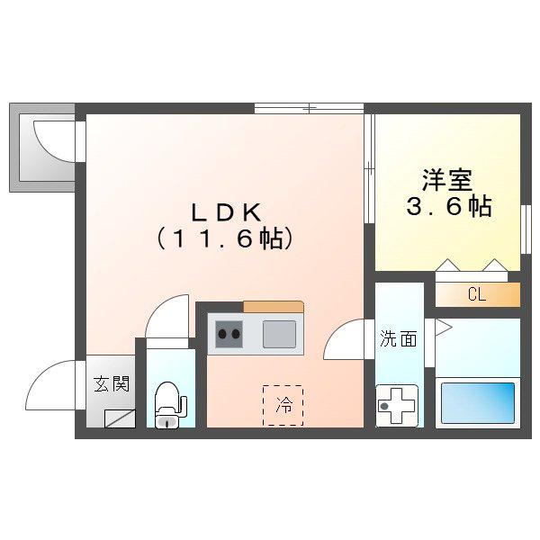 緑と風のクーレ(1LDK/1階)の間取り写真