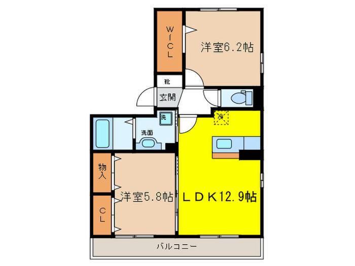 サン・ハニ-小本本町A棟(2LDK/3階)の間取り写真