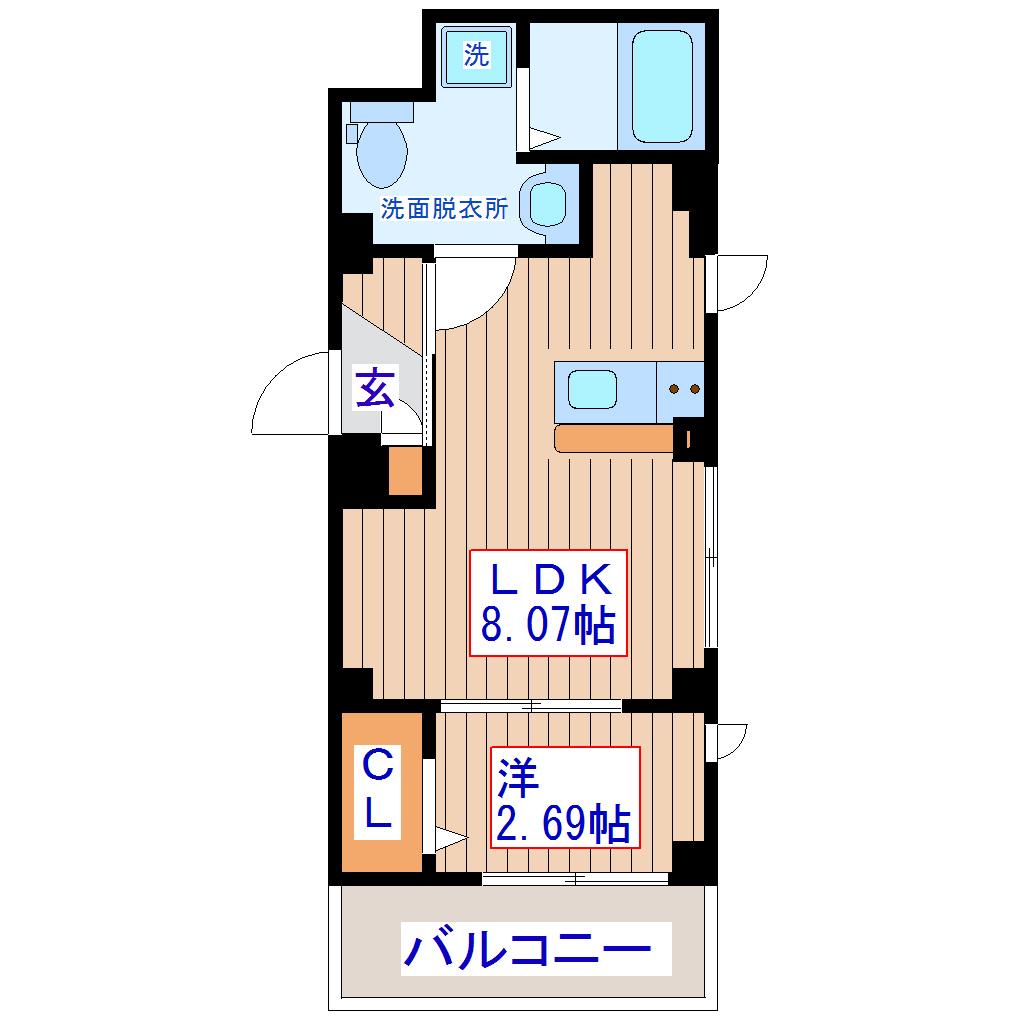 ラシーネ錦町(1LDK/3階)の間取り写真