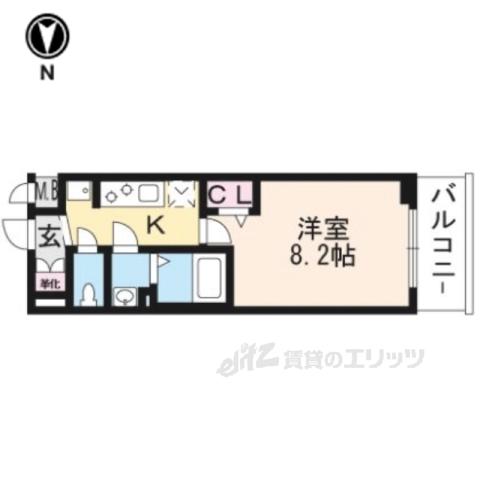 プレサンス THE KYOTO 東福寺 ウエスト(1K/5階)の間取り写真