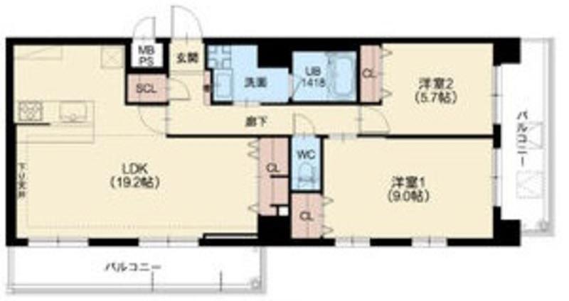 スプランディッド茨木天王(2LDK/3階)の間取り写真