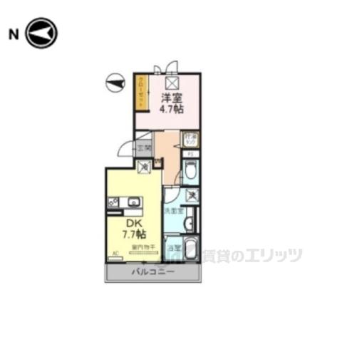 ボーセジュール(1DK/1階)の間取り写真