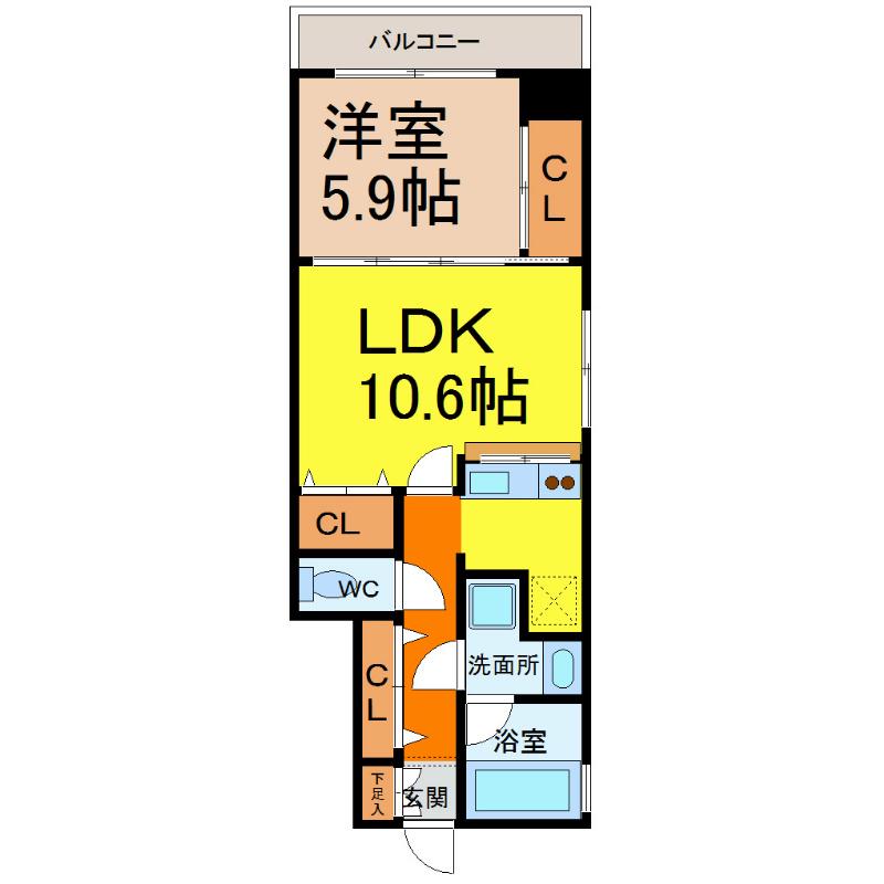 ライブコート泉(1K/11階)の間取り写真