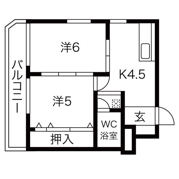 サンビラ大手前(2DK/4階)の間取り写真