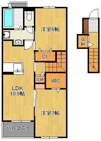ボヌールB(2LDK/2階)の間取り写真