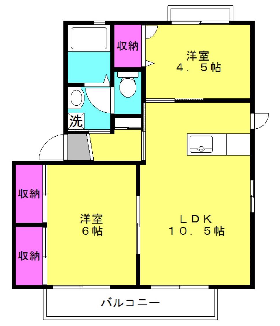 フローラKANKI(2LDK/2階)の間取り写真