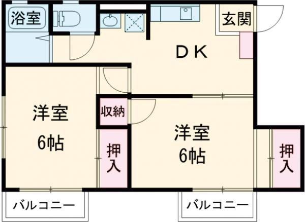 シティハイム清水B(2DK/2階)の間取り写真