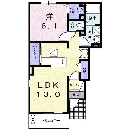 サンシーブルA(1LDK/1階)の間取り写真