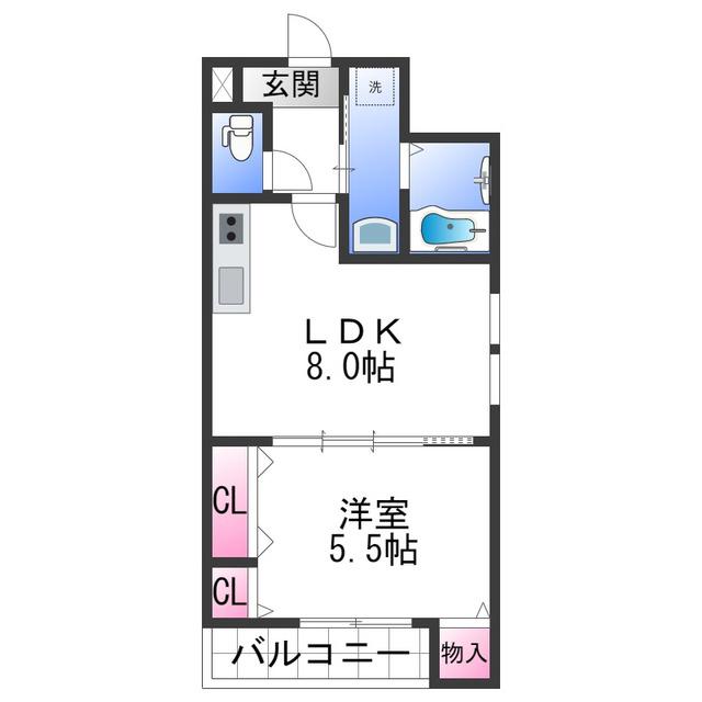 フジパレス黒田III番館(1LDK/2階)の間取り写真