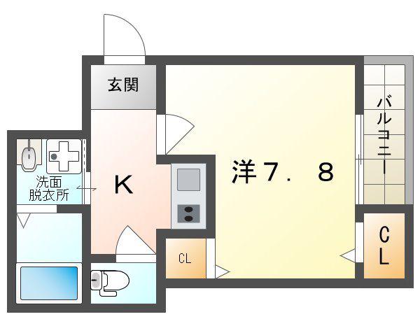フジパレス滝井元町II番館(1K/3階)の間取り写真