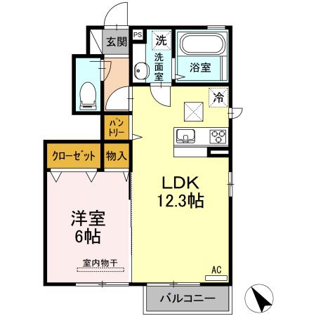 D-ROOMM A(1LDK/1階)の間取り写真