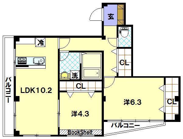VISTA高尾(2LDK/2階)の間取り写真