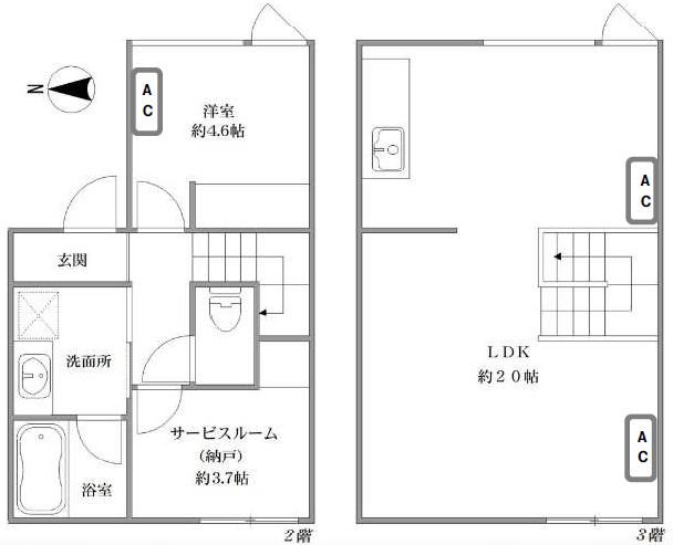 VENN(1SLDK/2階)の間取り写真