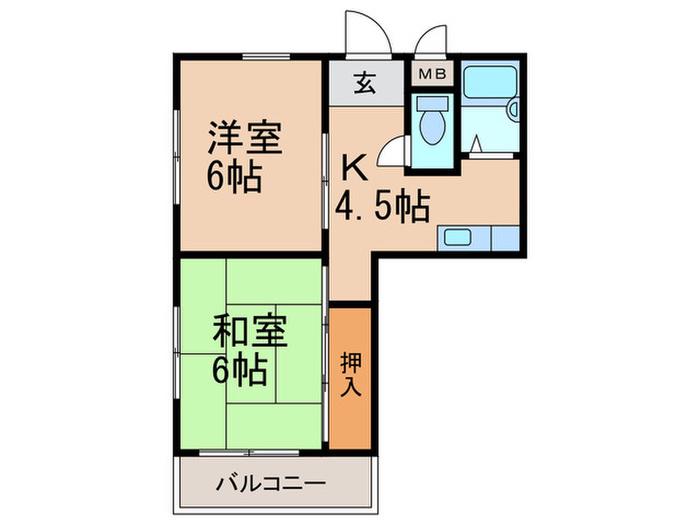 モンテローラ安原(2K/3階)の間取り写真