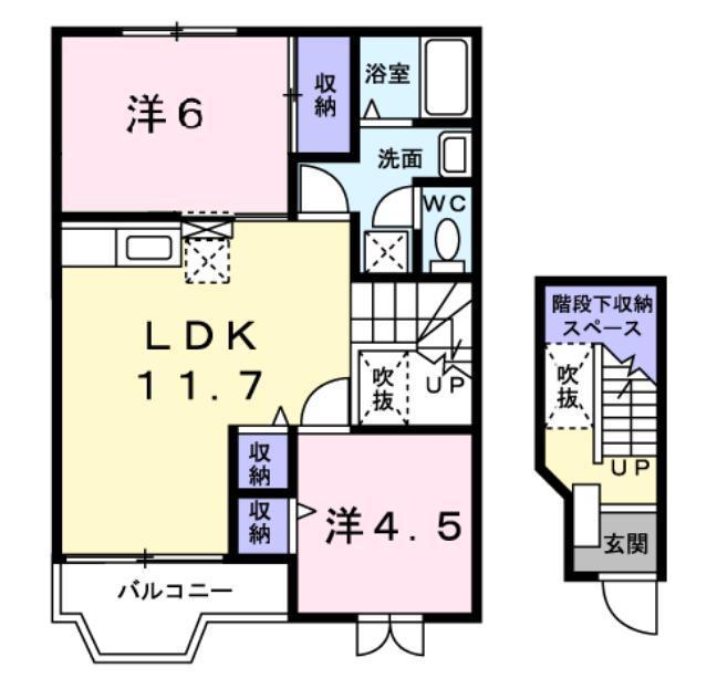 グランヴィラージュ(2LDK/2階)の間取り写真
