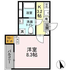 ブリリアントII(1K/1階)の間取り写真