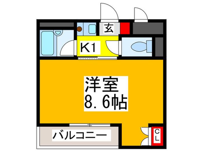 イーストユーアイ(1K/2階)の間取り写真