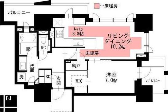 プラウドタワー名駅 1605(1LDK/16階)の間取り写真