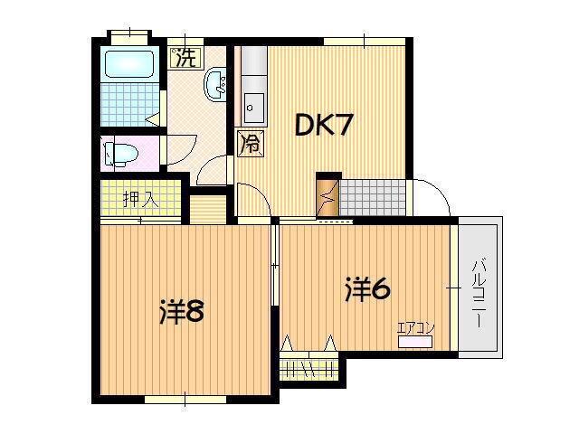 シップI(2DK/2階)の間取り写真