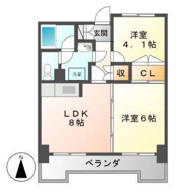 リアライズ栄(2LDK/9階)の間取り写真