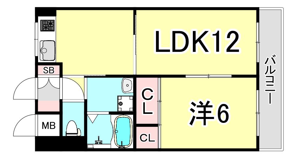 グローリー甲子園(1LDK/2階)の間取り写真