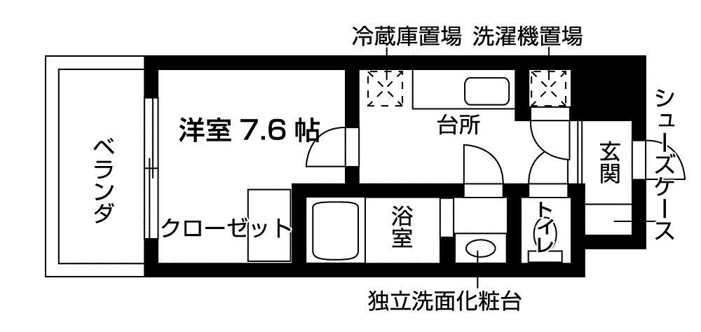アルマティック薬院(1K/9階)の間取り写真