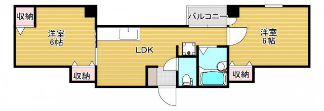 真田山パークシティー寿(2DK/2階)の間取り写真