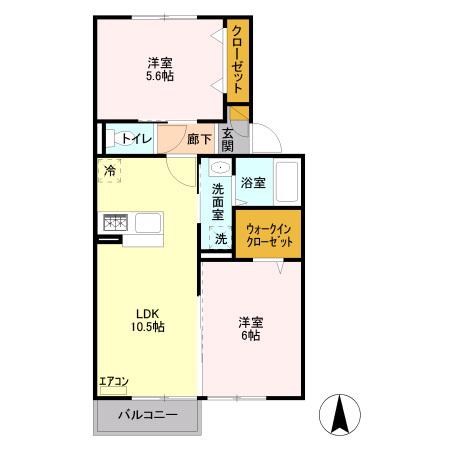 ヴァンヴェール(2LDK/2階)の間取り写真