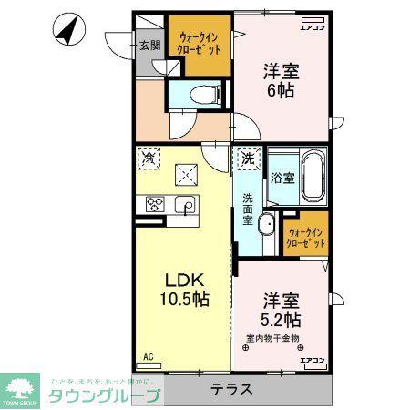 ロイジェントパークスレイクタウンF(2LDK/1階)の間取り写真