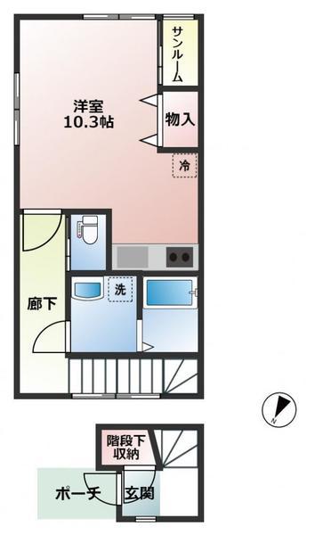 アバンティ中冨居(ワンルーム/2階)の間取り写真