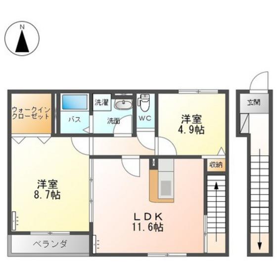 フォレストIII(2LDK/2階)の間取り写真