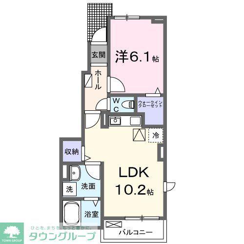 横須賀デントK(1LDK/1階)の間取り写真
