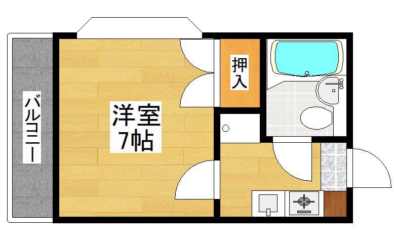 新保マンション(1K/4階)の間取り写真
