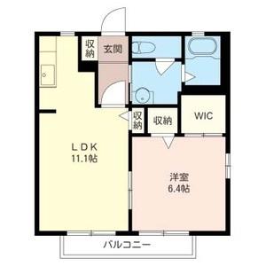メゾンドソレーユ社家(1LDK/1階)の間取り写真