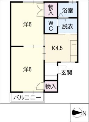 ラ・メゾン(2K/2階)の間取り写真