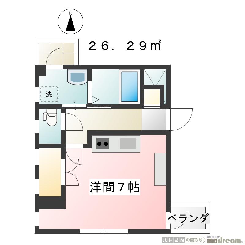 コンフォート富岡(1K/3階)の間取り写真