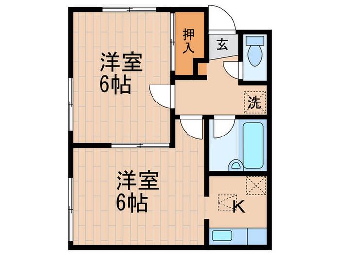 ケルンI(2K/1階)の間取り写真