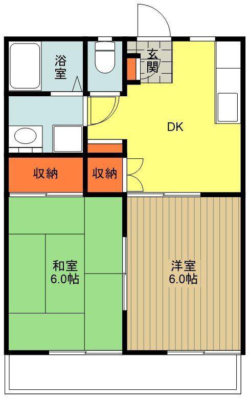 メゾンブランカA(2DK/1階)の間取り写真