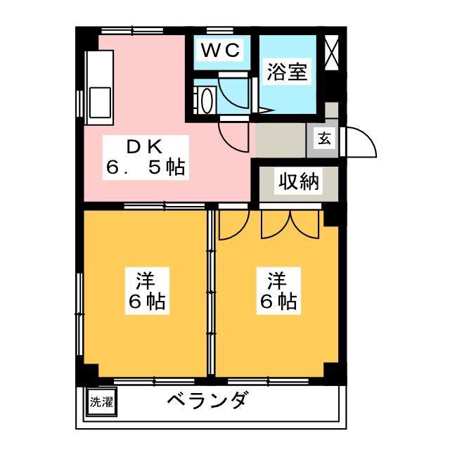 トアベール(2DK/2階)の間取り写真
