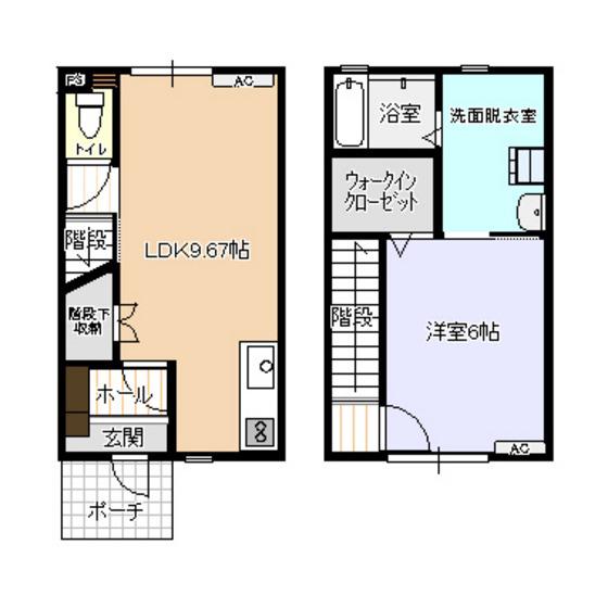 ビオラ木津B棟(1LDK/1階)の間取り写真