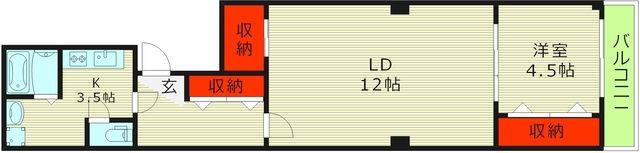 ラグジェリア都島II(1LDK/3階)の間取り写真
