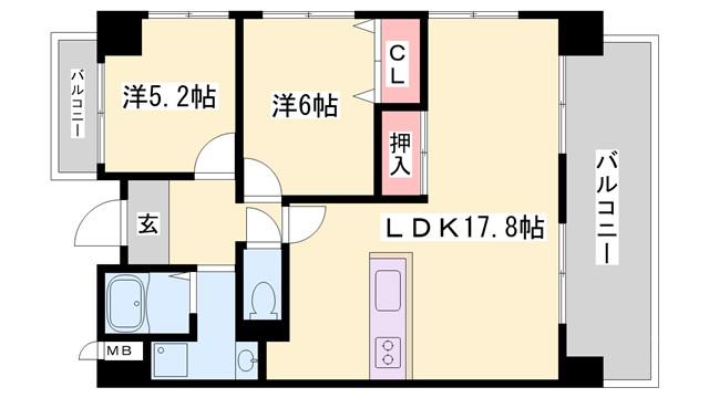 ベーセ・ベージェ西今宿(3LDK/5階)の間取り写真